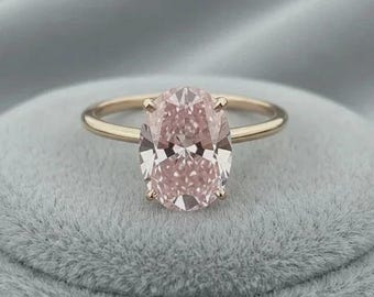 2.00Ct Oval Cut Rosa Diamant Solitär Ring 14K Gelbgold Plated Sterlingsilber