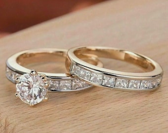 Solitaire Bridal Ring Set 2.50Ct Round Cut Diamond 925 Sterling Silver