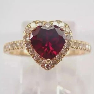 3.00Ct Heart Cut Red Ruby Halo Engagement Ring sterling Silver