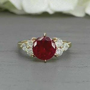 3.00Ct Round Cut Red Ruby Engagement Ring 925 sterling Silver