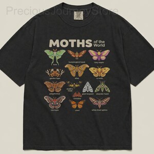 Moth Shirt Unisex T-shirt, Moths Of The World, Entomology Nature Lover Insect Graphic, Luna Atlas Rosy Maple Moths Collector