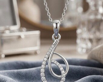 2.1Ct Round Cut Lab Created Diamond Women's Chain Pendant 14K White Gold Finish Elegant Statement Pendant Gift for Her Fine Jewelry