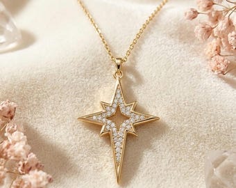 2.5Ct Round Cut Lab Created Diamond Women's Chain Pendant 14K Yellow Gold Finish Star Celestial Pendant Bridal Jewelry Gift For Her