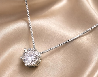 1.1Ct Round Cut Lab Created Diamond Women's Chain Pendant 14K White Gold Plated,Beauty Elegant Pendant Gift For Her Fine Jewelry
