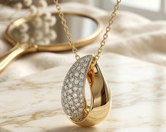 2.1Ct Round Cut Lab Created Diamond Women's Chain Pendant 14K White Gold Finish Elegant Statement Pendant Gift for Her Women's Jewelry