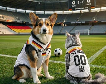 Camiseta personalizada de Alemania para mascotas, atuendo personalizado para perros y gatos, camiseta de la Copa Mundial para mascotas con nombre y número, ropa deportiva para mascotas.
