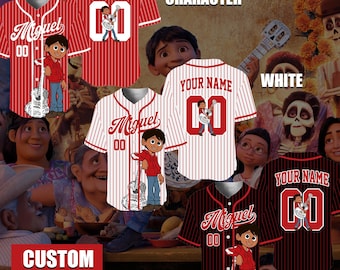 Personalized Coco Characters Baseball Jersey Miguel Rivera Sport Jersey Disney Family Shirts Matching Team Outfit Birthday Gift