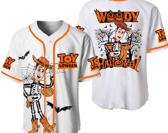 Personalized Toyloween Characters Baseball Jersey Woody & Friends Halloween Sport Jersey Disney Family Matching Scary Outfit Halloween Gift