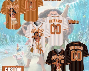 Personalized Moana Characters Baseball Jersey, Moana & Maui Sport Jersey, Disney Family Shirts, Matching Team Outfit, Birthday Gift