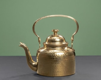 Handmade pure Brass Tea Kettle 500ml | Hammered Brass Teapot | Vintage Indian Tea Pot | Small Tea Kettle | Kitchen Decor Serveware Gift