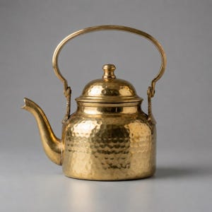 Handgemaakte theeketel van puur messing 500 ml | Theepot van gehamerd messing | Vintage Indiase theepot | Kleine waterkoker | Serveergerei keukendecoratie cadeau