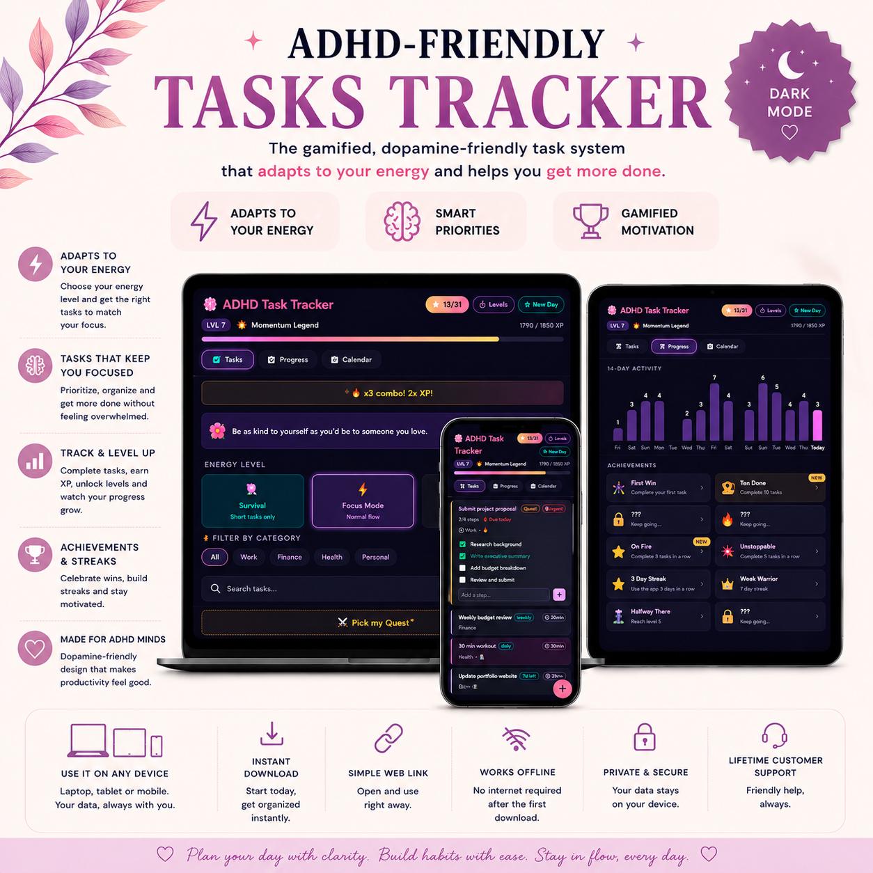 Task Mastercard ADHD Task Tracker Gamified Digital Planner Interactive Checklist Daily ...