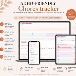 Chores Web App Housework Manager ADHD Friendly Chore Chart Gamified Task Tracker Mobile Desktop Home Planner Tool For Neurodivergent Gift