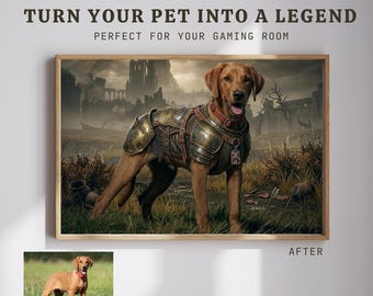 Custom Pet Portrait Canvas, Dark Fantasy RPG Style Portrait, Personalized Gamer Gift, Fantasy Wall Art, Pet Memorial Gift