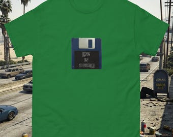 Y2K GTA Inspired Life Is A Game Floppy Disk Unisex T-Shirt, Retro Gaming Disc Graphic Tee