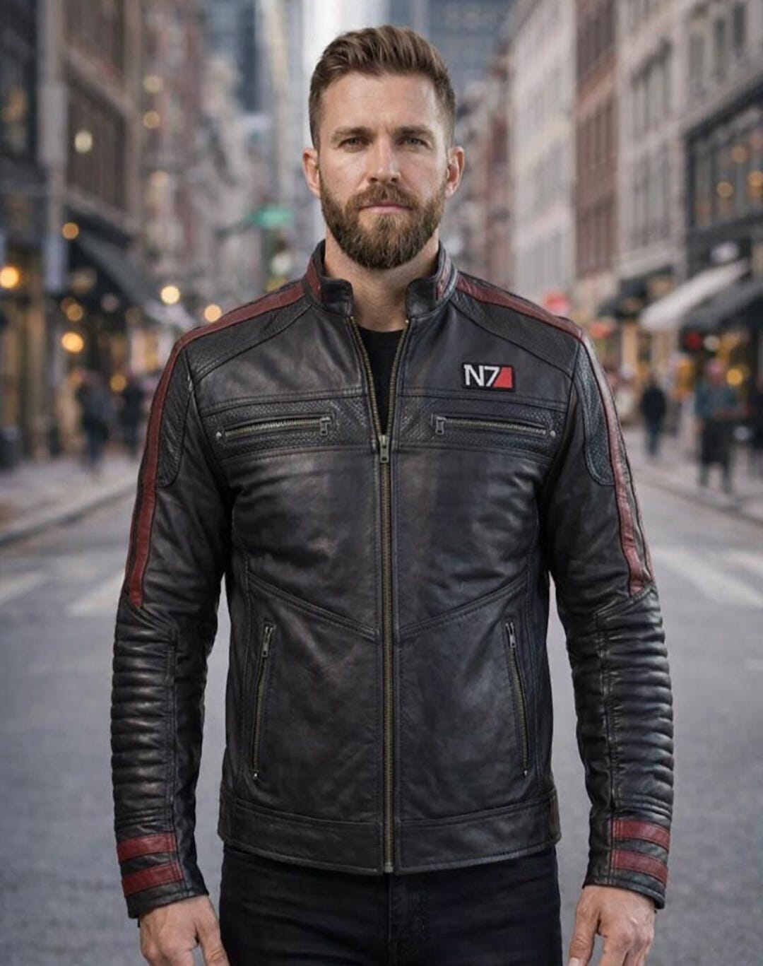 N7 Leather Jacket Mass Effect Inspired, Commander Shepard Cosplay ...