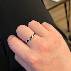 925 Sterling Silver Ball Orbit Ring, Handmade Multi Layer Bali Design Stackable Ring