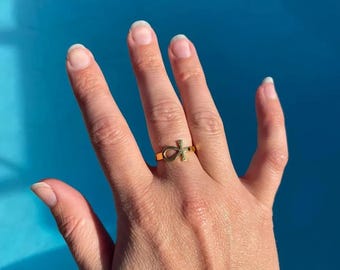 14K Gold Ankh Ring, Egyptian Key of Life, Ancient Symbol Stackable Ring