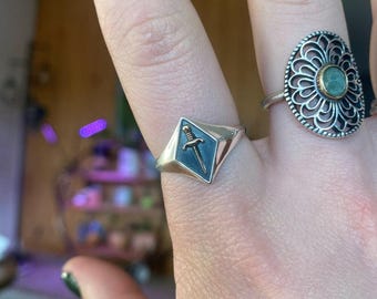 Anillo de sello de espada de plata de ley, anillo llamativo del Tarot del As de Espadas