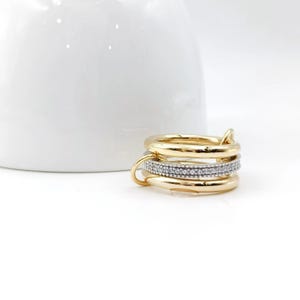 925 Sterling Silber Multi Link Ring: Großer ineinander greifender Verbinderring