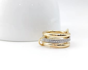 925 Sterling Silver Multi Link Ring: Chunky Interlocking Connector Ring
