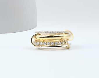 Anillo multieslabón de oro macizo de 14 quilates: Anillo llamativo de diseño entrelazado y robusto.