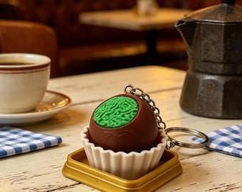 2-delige chocolade fidget clicker-sleutelhanger, speelgoed voor stressverlichting, angstfocusversterking