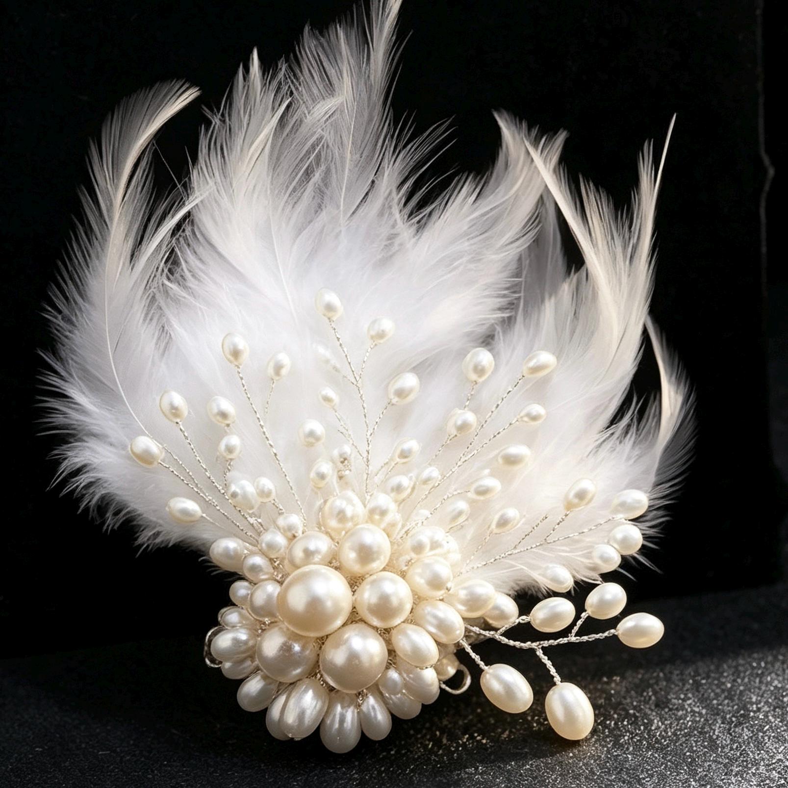 Pearl Feather Brooch - Etsy display picture 2