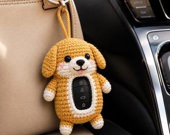 Funda para llave de coche de Golden Retriever de ganchillo, llavero de perro de regalo, llavero de cachorro hecho a mano