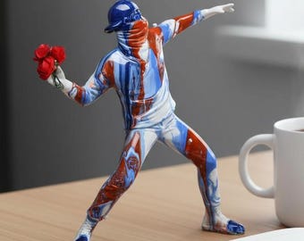 Bunte Ballon-Mann-Skulptur, Harz-Friedensstatue, Banksy inspirierte Liebes-Kunst-Dekor