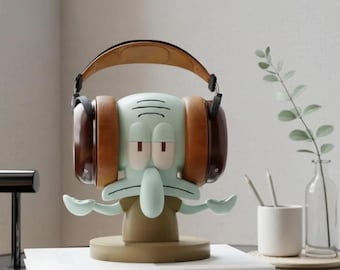 Soporte para auriculares con forma de pulpo de dibujos animados, organizador de escritorio con personaje gruñón, soporte para auriculares de videojuegos