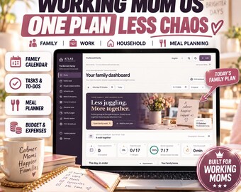 Aplicación de planificación para madres trabajadoras, calendario familiar, comidas y presupuesto / ATLAS