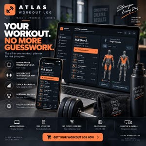 ATLAS Workout Log: Offline fitnessplanner en -tracker (direct te downloaden)