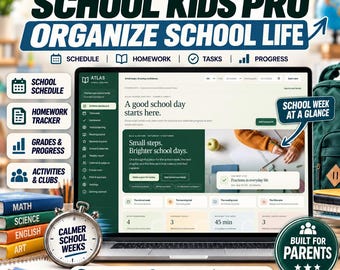 School Planner App with Interactive Calendar, Homework and Reading Journal | ATLAS School Kids Pro