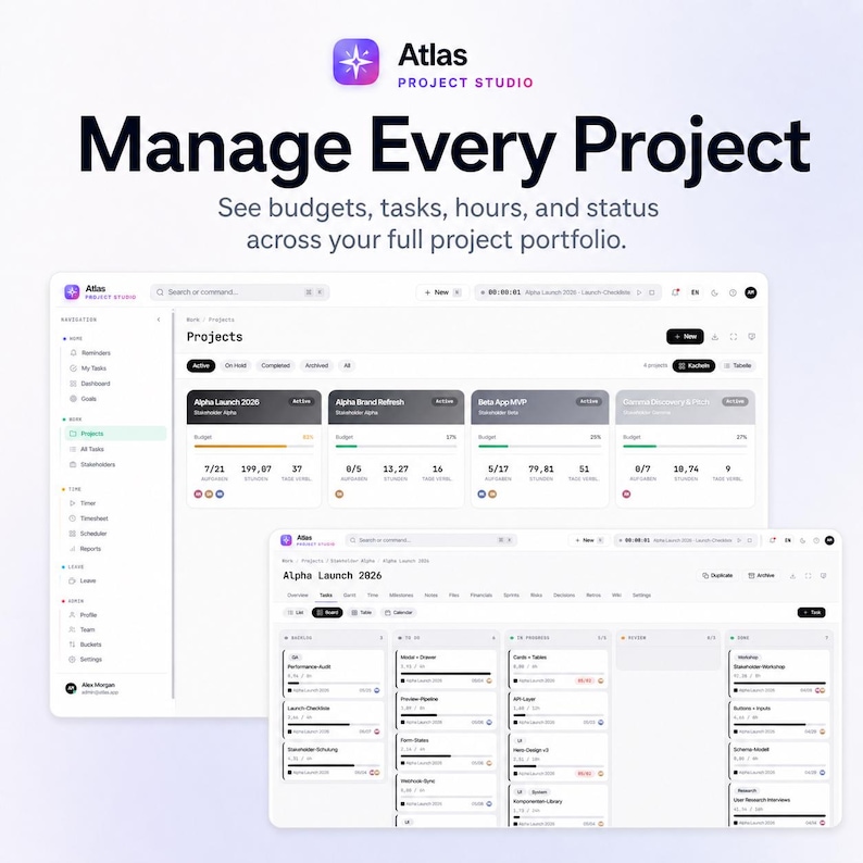 Atlas Project Manager – Offline Kanban, Timesheet, Cost & Sprint ...