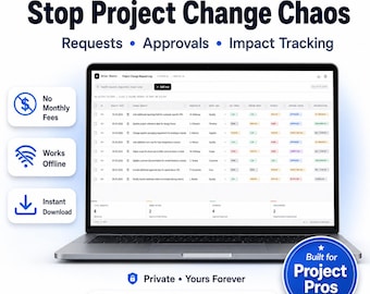 Project Change Log Tracker, Approval Status, Excel PDF Export (Dark Mode)