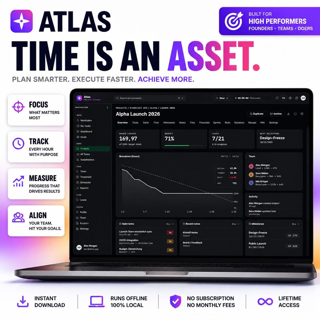 Atlas Project Manager – Offline Kanban, Timesheet, Cost & Sprint ...