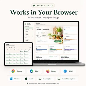 Family Meal Planner HTML App | Weekly Dinner Planner, Recipe Library, Auto Grocery List, Offline Digital Family Organizer