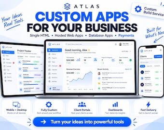 Anpassad företagswebbapp | Kundportal, instrumentpanel, CRM, betalningar (HTML)