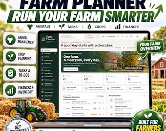 Farm Planner App with Editable 3D Farm, Animals, Care Tasks and Supplies | Offline HTML