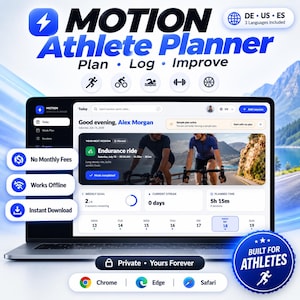 Athlete Planner HTML App | Offline Workout Planner | Training Schedule, Session Tracker & Progress Dashboard