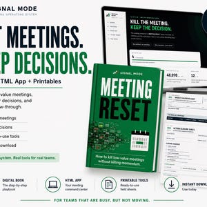 Livre numérique Meeting Reset, 12 feuilles de travail imprimables, application HTML (téléchargement numérique)