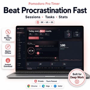 Pomodoro Pro Timer – Fokus-Timer mit Aufgaben, Stats & Geräuschkulissen