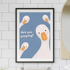 Funny Geese Pooping Print, Humorous Toilet Decor, Quirky Animal Poster, Bathroom Wall Art, Funny Farmhouse Bathroom Art,Printable Wall Decor