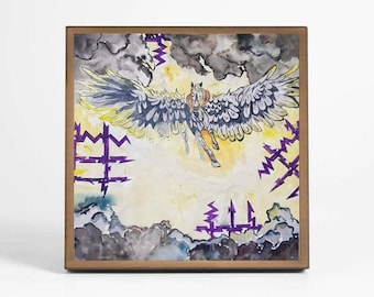 Cuadro abstracto de Pegaso hecho a mano: Arte mural mitológico, decoración moderna para el hogar (enmarcado)