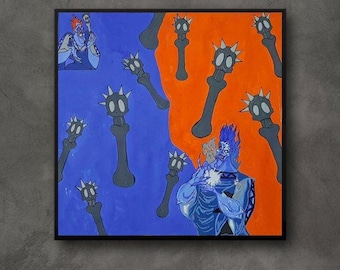 Gran pintura abstracta de Hades de la mitología griega, arte mural hecho a mano, decoración moderna para el hogar, regalo