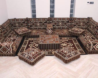 U Form Boden Sofa, Schnittsofa, Bodenkissen Daybed, marokkanisches Sofa, Einzigartiges Kissen, Boden Couch, Leseecke, Arabisch Majlis Sofa