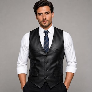 leather dress vest mens Drover Concealed Carry Leather Vest