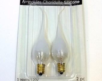 Silicone Dipped Light Bulbs Package of Two Silicone Light Bulbs Candelabra Base Silicone Bulbs 5 Watt Chandelier Bulbs Electric Candle Bulb