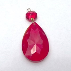 Vintage Ruby Red Chandelier Crystal Teardrop 2" Red Chandelier Crystal Prism  Lighting Supply Jewelry Design Crafts